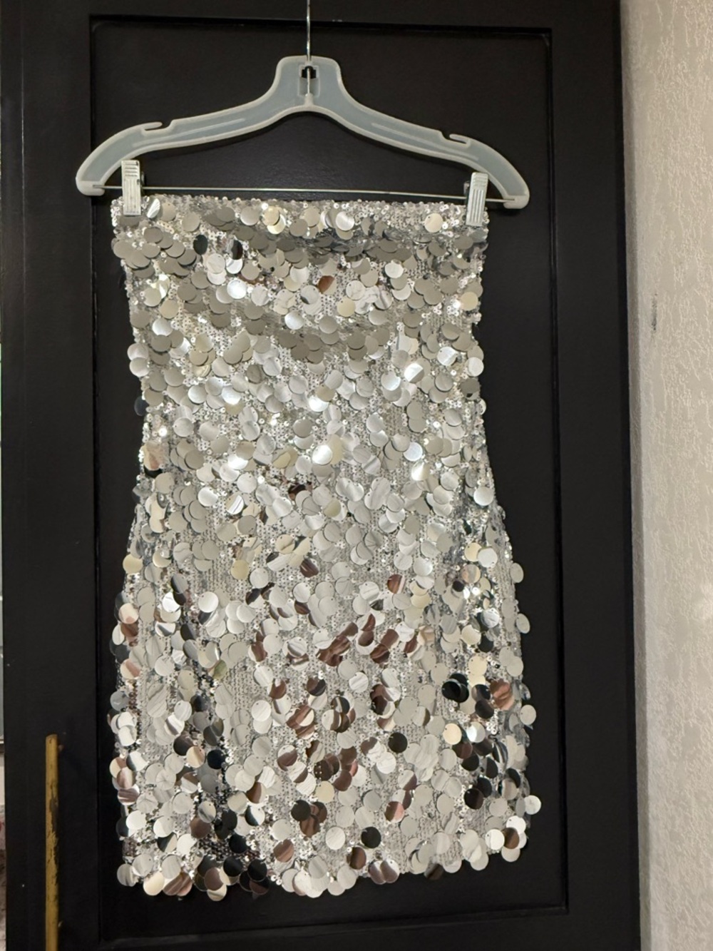 White Fox Boutique Silver Sequin Mini Dress - Picture 2 of 5